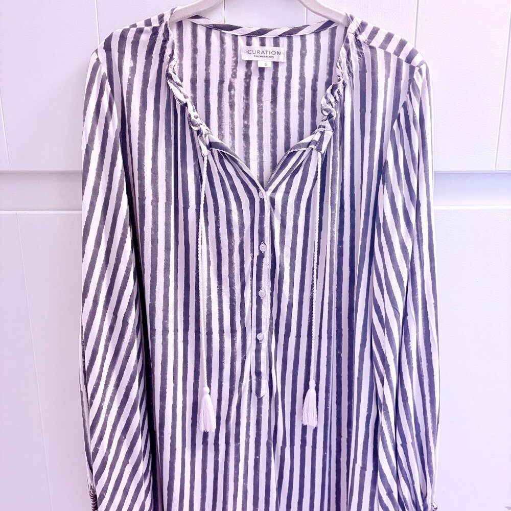 Emerson Fry Size S Bardot Top Charcoal Stripe